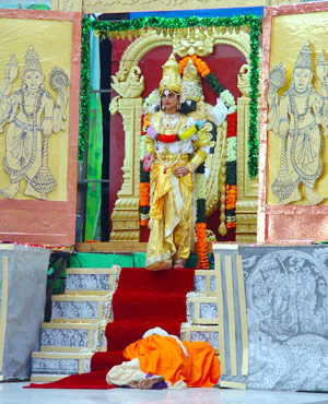 Annamayya merges in the Lotus Feet of Lord Venkateswara - a scene from Annamacharya